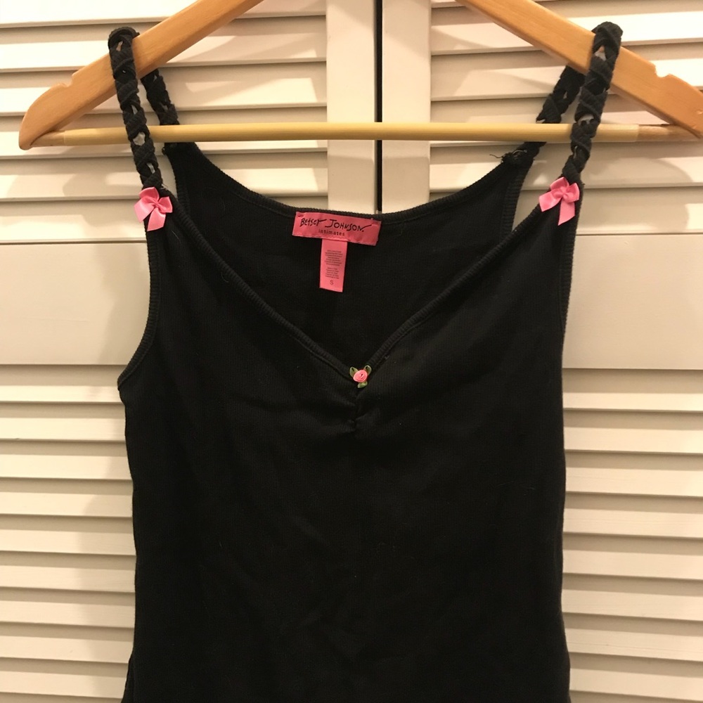 Betsy Johnson black tank with leopard detailing